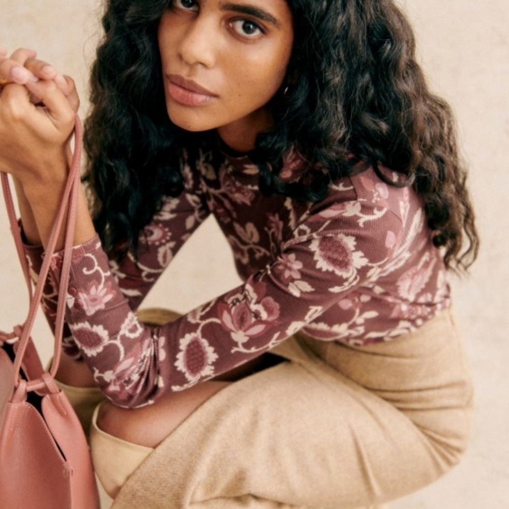 Sézane Felix Jumper Floral Mock Neck (small)